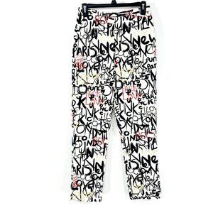 Vtg Forwear New York Graffiti Capri Pants Sz 6 Split Leg Spandex Stretch Zipper